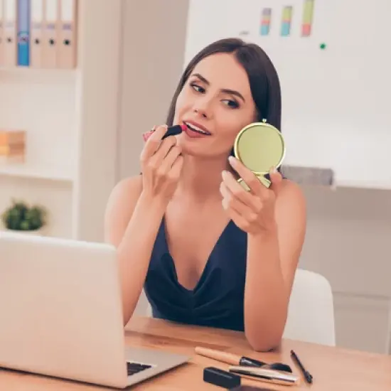 Unique Bargains Simple Small Circle Makeup Mirror 1 Pc image {2}