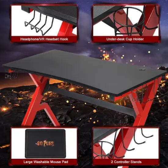 Costway Gaming Desk Computer Desk w/Controller Headphone storage Mouse Pad & Cup Holder image {5}