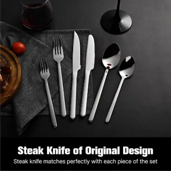 Attop 24-Piece Silverware Set with Steak Knives Stainless Steel Tableware Cutlery Set for Home Restaurant, Mirror Finish image {4}