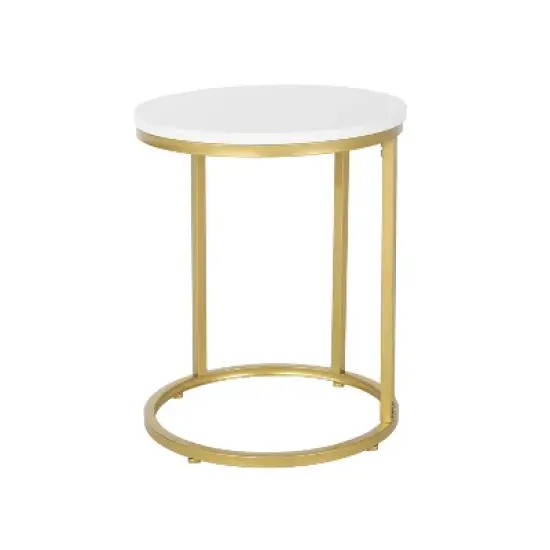 Ingersol Modern Glam C Shaped End Table White/Gold - Christopher Knight Home image {2}