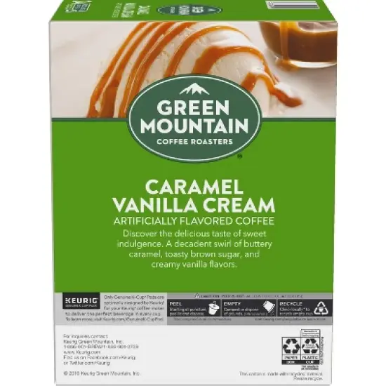24ct Green Mountain Coffee Caramel Vanilla Cream Keurig K-Cup Coffee Pods Flavored Coffee Light Roast image {5}
