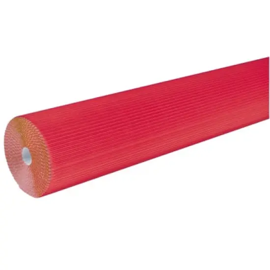 Corobuff Solid Color Corrugated Paper Roll, 48 Inches x 25 Feet, Flame Red image {2}