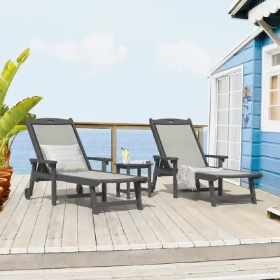 Arceso Chaise Lounge Chair Outdoor, HDPS and HDPE Wicker Material, Patio Lounge Chair with Adjustable Backrest, Resin Pool Lounge Chairs with Wheels. image {12}