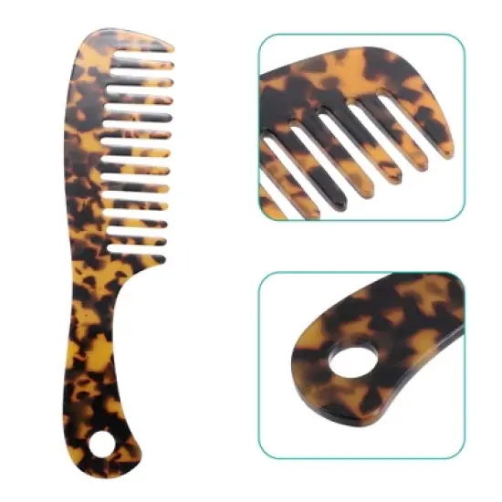 Unique Bargains Anti-Static Hair Detangling Comb Wide Tooth for Thick Curly Hair Hair Supplies Comb Leopard Print Pattern Multicolor 1 Pcs image {2}