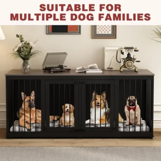 Famapy Large Furniture Style Dog Crate 70" Dog Crate with Tray and Divider image {5}