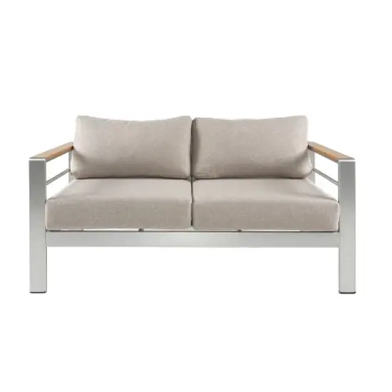 GDFStudio Amias 55" Patio Aluminum Loveseat with Cushions image {7}