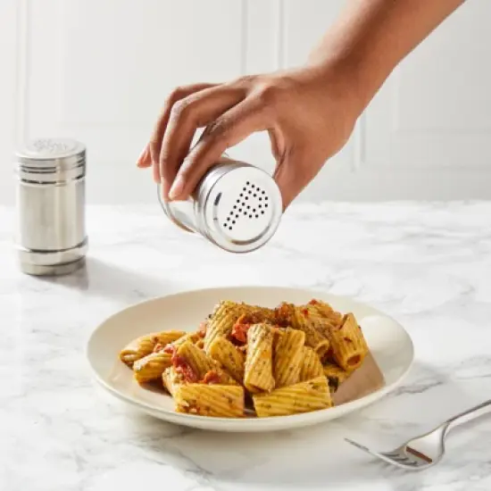 Juvale 2 Ounce Stainless Steel Metal Salt and Pepper Shakers for Kitchen Counter, Dinner Table, Condiments, Perforated "S" and "P" Caps, 3.5 in image {1}