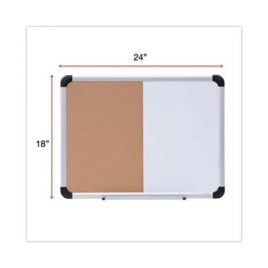 Universal Cork/Dry Erase Board, Melamine, 24 x 18, Tan/White Surface, Gray/Black Aluminum/Plastic Frame image {2}