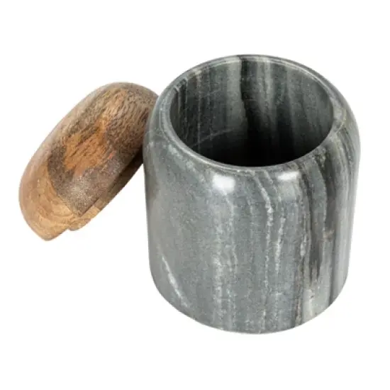 Storied Home Modern Marble Canister with Wood Lid image {5}