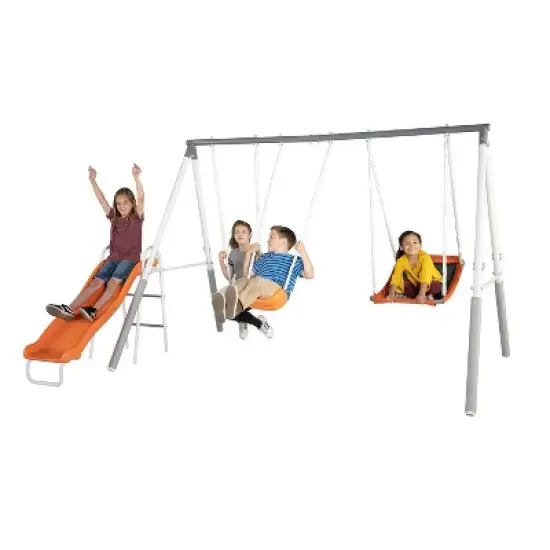 Sportspower Gladstone Metal Swing and Slide Set -Gray/Orange image {3}