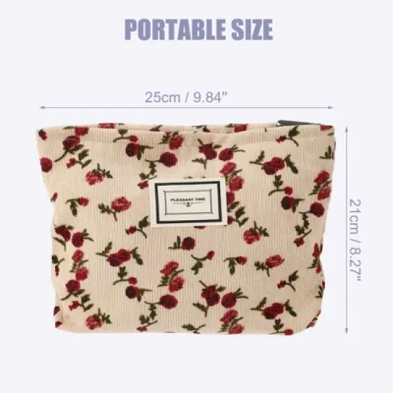 Unique Bargains Women's Floral Zipper Flower Makeup Bags and Organizers 1 Pc image {3}
