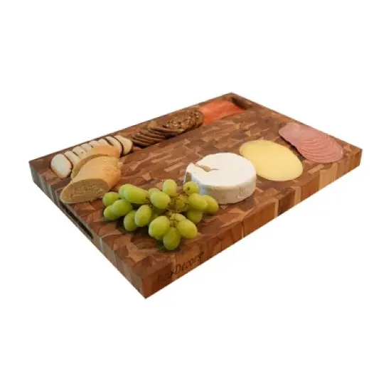 EcoDecors FSC Teak 20x15 End Grain Cutting Board with Charcuterie Tray image {5}