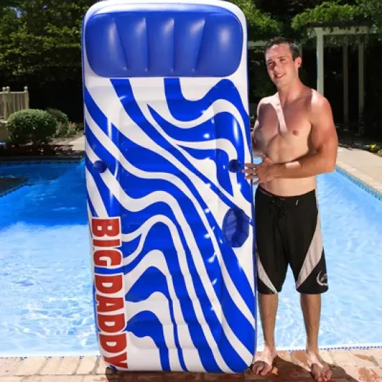 82" Big Daddy Inflatable 1-Person Swimming Pool Lounge - Blue/White image {2}