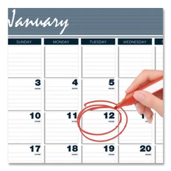 Bar Harbor Recycled Wirebound 3-Months-per-Page Wall Calendar, 12 x 17, White/Blue/Gray, 14-Month: Dec 2025 to Jan 2027 image {3}