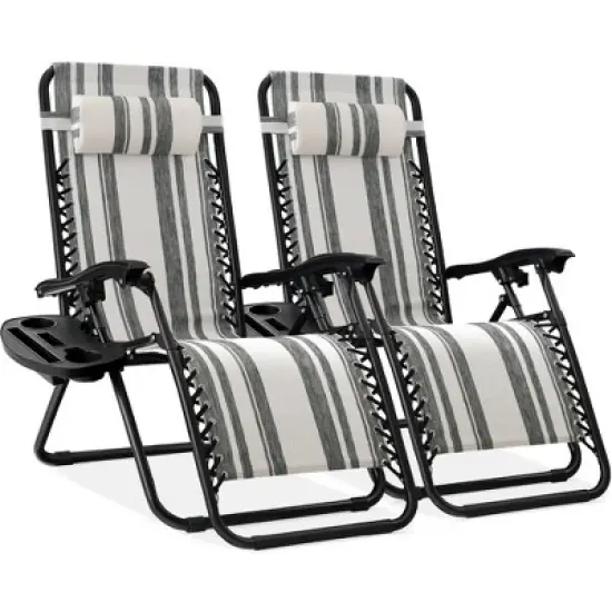 Best Choice Products Set of 2 Zero Gravity Lounge Chair Recliners for Patio, Pool w/ Cup Holder Tray image {27}