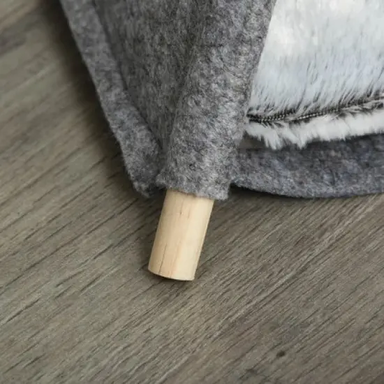 PawHut Pet Tent Cat Cave Small Dog Bed with Thick Cushion, Name Chalkboard for Kitten and Puppy gray image {6}