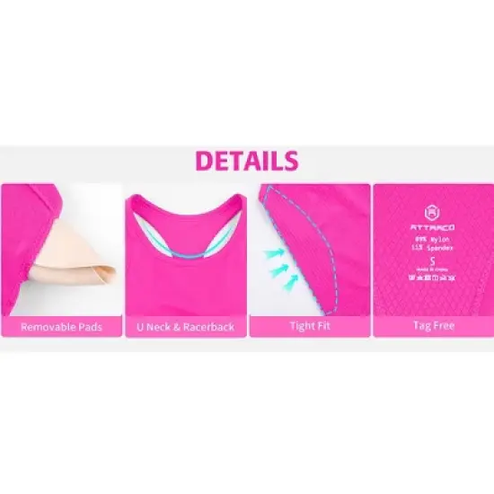 Attraco Women's Workout Tank Tops with Built in Bra Ribbed Seamless Yoga Tanks Tight Fit Sport Tops image {8}