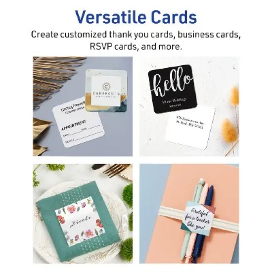 Avery Printable Square Cards, 3" x 3", Glossy White, 60ct image {2}