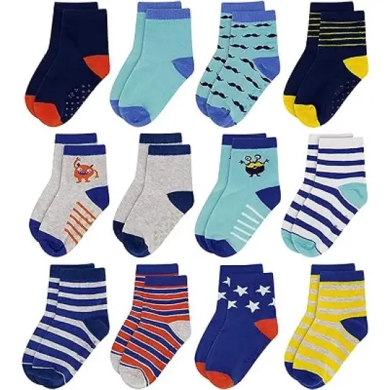 Rising Star Kid's 12 pack socks for Boys and Girls, Toddlers or Little kids Ages 2-10 image {1}