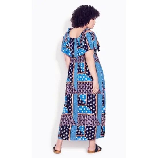 Women's Plus Size  Oslo Maxi Dress - blue print | EVANS image {1}