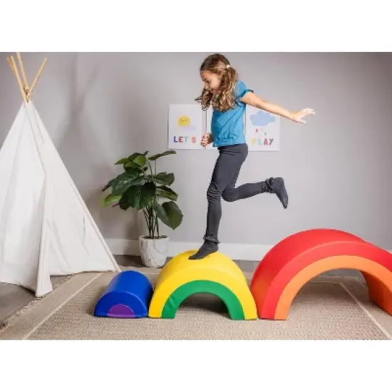 Bintiva Rainbow Arch Trio &ndash; 3-Piece Soft Play Climber Set with Vegan Leather and Dense Foam &ndash; Multisensory Gross Motor Toy image {8}