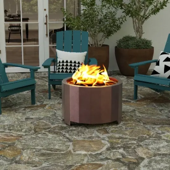 Merrick Lane Portable Steel Smokeless Wood Burning Outdoor Firepit with Waterproof Cover image {6}