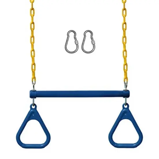 Jungle Gym Kingdom Swing Trapeze Bar Set With Rings Outdoor Swingset For Kids Playground & Treehouse With Accessories & Locking Hardware 18" Inch image {5}