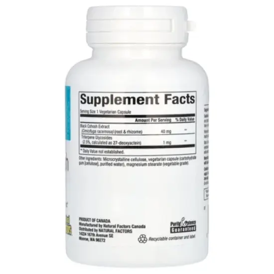 Natural Factors WomenSense&reg;, Black Cohosh Extract, Menopause Relief, 90 Vegetarian Capsules image {1}