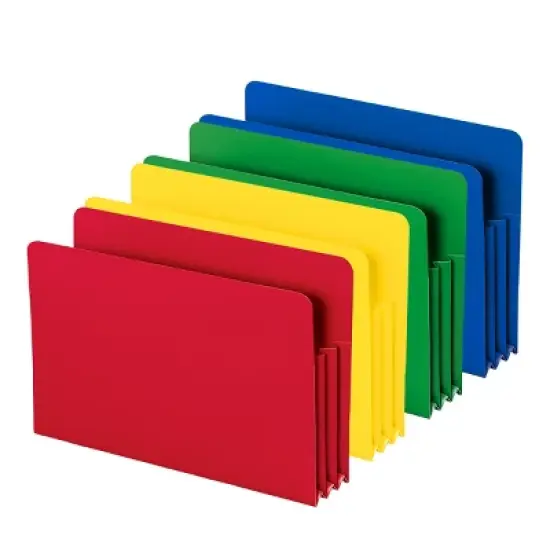 Smead Poly File Pocket, Straight-Cut Tab, 3-1/2" Expansion, Legal Size, Assorted Colors (73550) image {3}