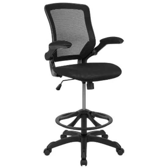 Flash Furniture Mid-Back Mesh Ergonomic Drafting Chair with Adjustable Foot Ring and Flip-Up Arms image {15}