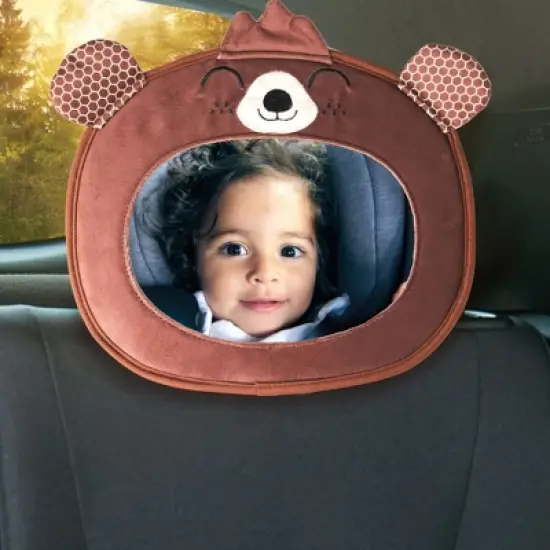 Diono Easy View Bear Baby Car Mirror for Rear Facing Infant, Adjustable, Shatterproof, Crash Tested image {1}