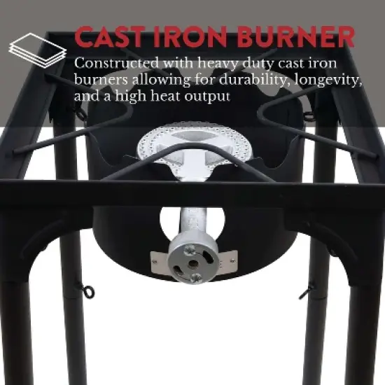 GasOne Propane Single Burner Camp Stove with High Temp Paint & Red QCC Steel Braided Regulator with Height Adjustable Leg image {2}