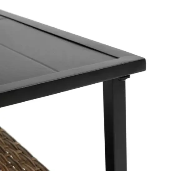 FIONECA Patio 4-Piece Sectional Sofa Set, Low Dining Conversation Set with Cushions, KD Rattan Wicker Outdoor Garden Corner Furniture image {13}