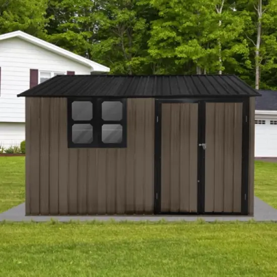 CAVINAS 10ftx8ft Outdoor Garden Shed Large Metal Storage Sheds with Hinged Door and Window for Backyard image {6}