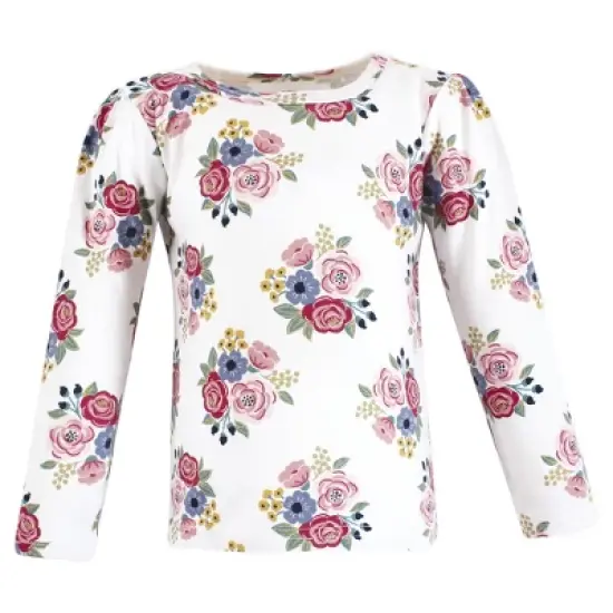 Hudson Baby Infant and Toddler Girl Long Sleeve T-Shirts, Blush Navy Floral image {2}