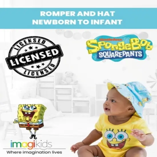 SpongeBob SquarePants Baby Romper and Hat Newborn to Infant  image {1}