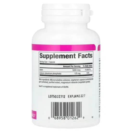 Natural Factors Biotin, 5,000 mcg, 60 Vegetarian Capsules image {1}