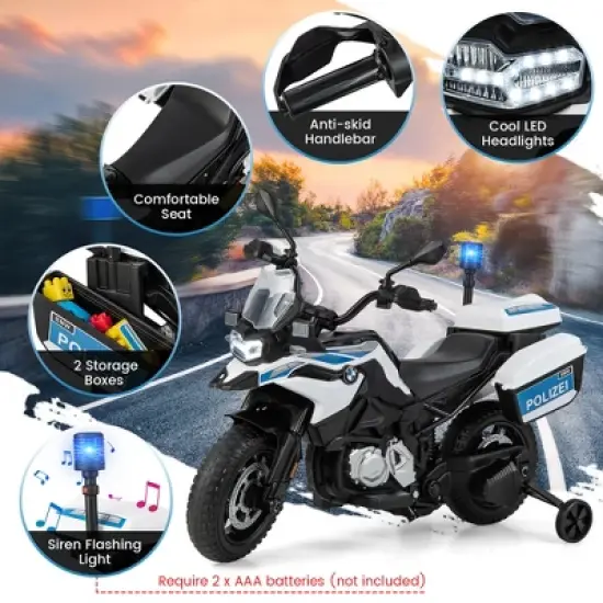 Costway 12V Kids Ride On Licensed BMW  Motorcycle  Dirt Bike with Light & Music White image {8}