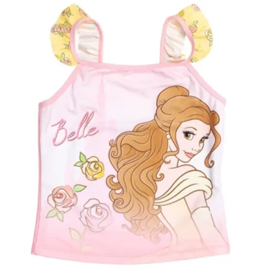 Disney Princess Princess Minnie Mouse Frozen Belle Elsa Princess Anna Girls Tankini Top Bikini Bottom and Scrunchie 3 Piece Swimsuit Set Toddler image {4}