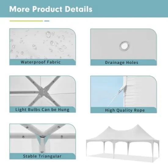 EROMMY  13x26 ft Blue/White Event Outdoor Canopies, Waterproof image {5}