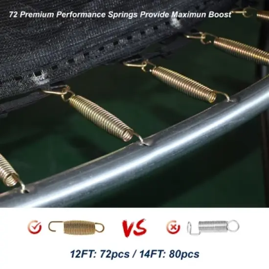 QingMoon 12FT Pumpkin Trampolines with Safety Net,Ladder, Coating Metal Frame,PVC Spring Cover Padding Easy to Install  for Kids and Adults image {5}