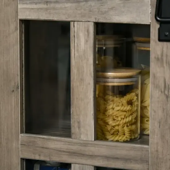 HOMCOM Sideboard Storage Cabinet, Kitchen Cupboard Buffet Server with Glass Doors, 2 Drawers & Adjustable Shelves for Living Room image {4}