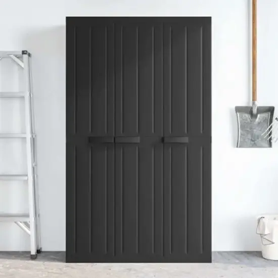 vidaXL Outdoor Storage Cabinet Black - 38.2"x14.6"x65" - Weather Resistant Polypropylene Utility Garden Cupboard image {2}
