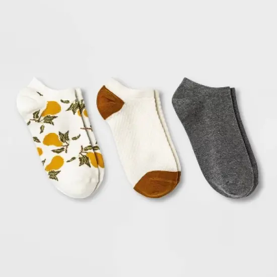 Women's Pear 3pk Low Cut Socks - A New Day&trade; 4-10: Botanical Knit, Tagless Design image {2}