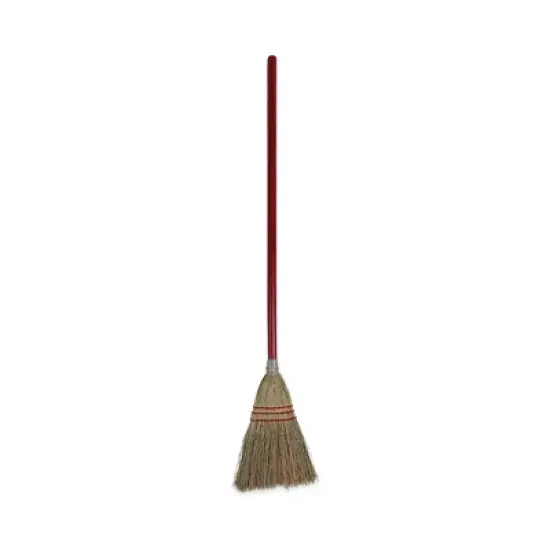Boardwalk BWK951TEA Corn Fiber Lobby/Toy Broom with 39 in. Wood Handle - Red/Yellow image {1}