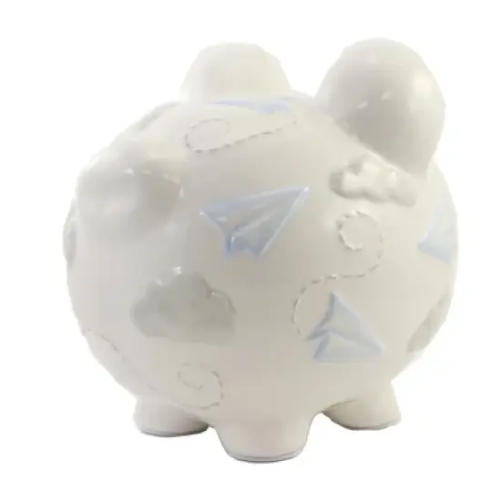 Bank Paper Airplane Piggy Bank  -  One Bank 7.75 Inches -  Money Savings  -  36906.  -  Ceramic  -  White image {1}