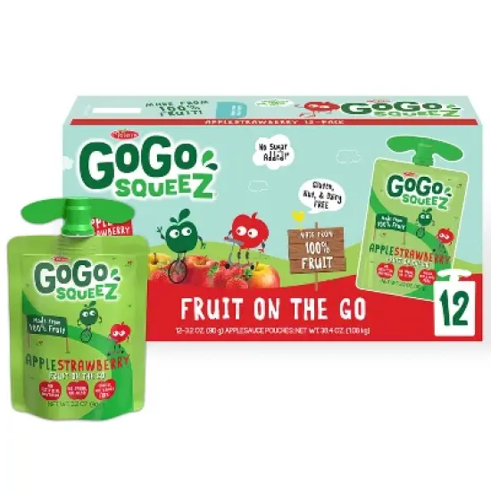 GoGo SqueeZ Applesauce and Fruit Puree Apple Strawberry Pouches - 38.4oz/12ct image {5}