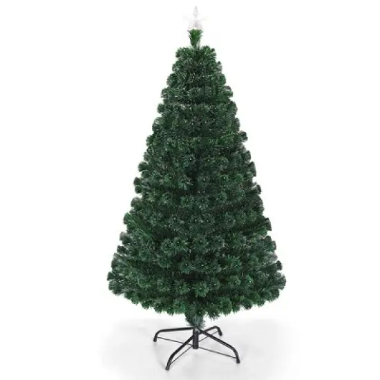 Costway 5'/6'/7'Pre-Lit Fiber Optic Christmas Tree Multicolor Lights image {8}