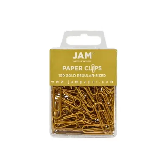 JAM Paper Colored Standard Paper Clips Small 1 Inch Gold Paperclips 21832058B image {1}
