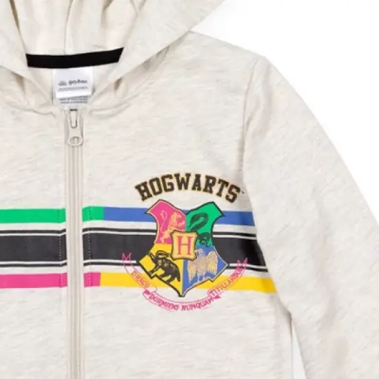 Harry Potter Gryffindor Hufflepuff Girls Zip Up French Terry Hoodie T-Shirt & Leggings 3 Pc Outfit Set Toddler to Big Kid  image {5}